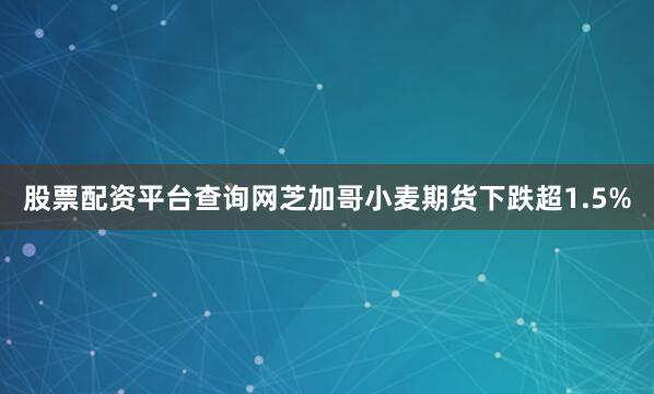 股票配资平台查询网芝加哥小麦期货下跌超1.5%